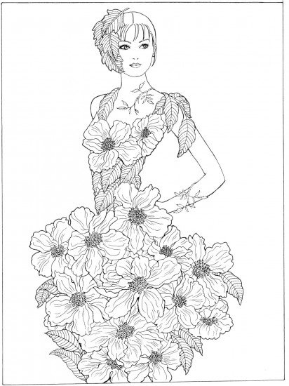Flower Fashion Fantasies Coloring Book