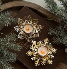 Металлический подсвечник в форме снежинки - Фото 1