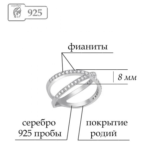 Кольцо из серебра с фианитами