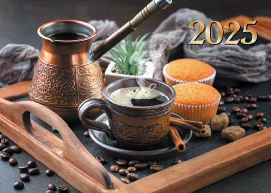 Календарь квартальный на 2025 год «Кофе с кексами»