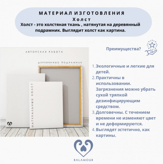 Карта мира с животными на казахском языке на холсте