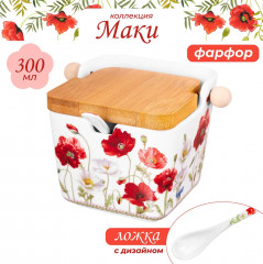 Банка для сыпучих продуктов с ложкой «Маки» - Фото 1