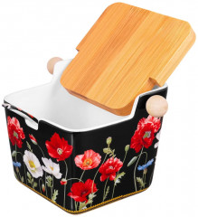 Банка для сыпучих продуктов с ложкой «Маки на черном» - Фото 3
