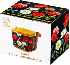 Банка для сыпучих продуктов с ложкой «Маки на черном» - Фото 7