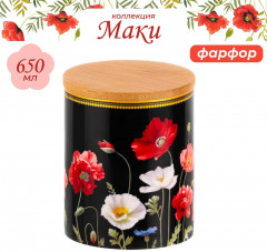 Банка для хранения с крышкой «Маки на черном» - Фото 2