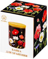 Банка для хранения с крышкой «Маки на черном» - Фото 4