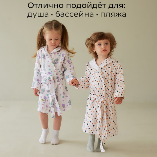 Халат для девочек муслиновый «Сердечки»