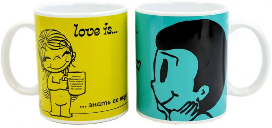Набор кружек в подарочной упаковке «Love is...,Вкусовые пристрастия»