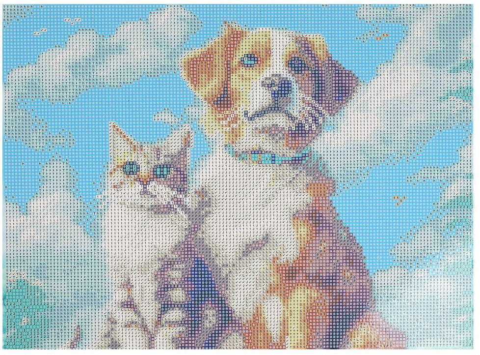 Алмазная мозаика «Котик и собака» | Multi Art | Фото 2