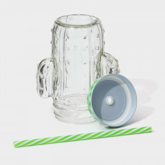 Кружка с крышкой и трубочкой «Кактус» - Фото 5