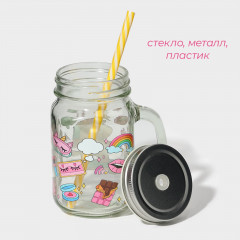 Кружка с крышкой и трубочкой «Единорог» - Фото 2