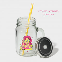 Кружка с крышкой и трубочкой «Комикс» - Фото 2
