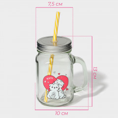 Кружка с крышкой и трубочкой «Котик» - Фото 1