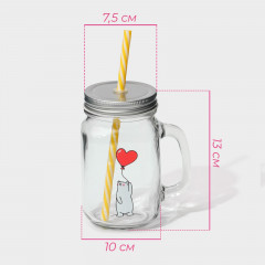 Кружка с крышкой и трубочкой «Медведь» - Фото 1