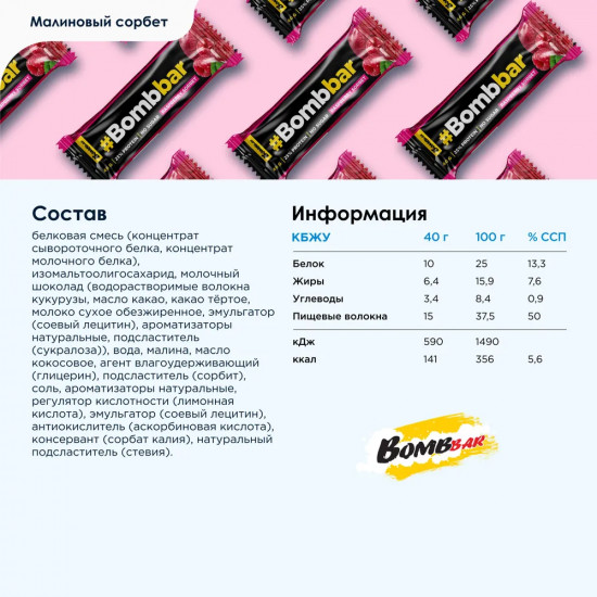 Набор батончиков протеиновых «Малиновый сорбет»