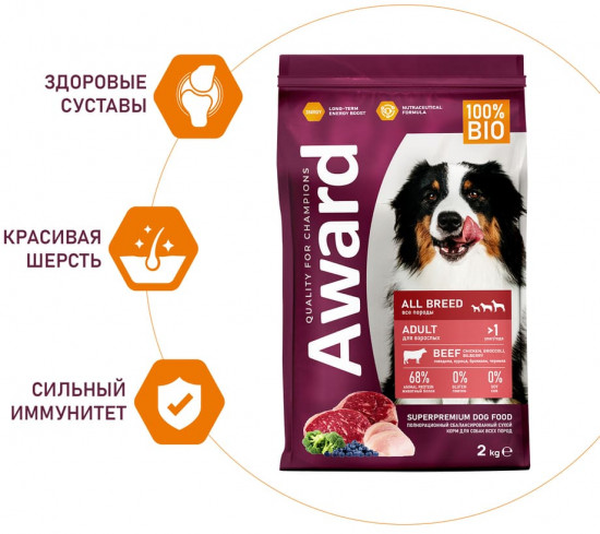 Корм для собак с говядиной и курицей