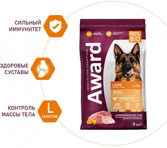 Корм для собак крупных пород «Курица и индейка»