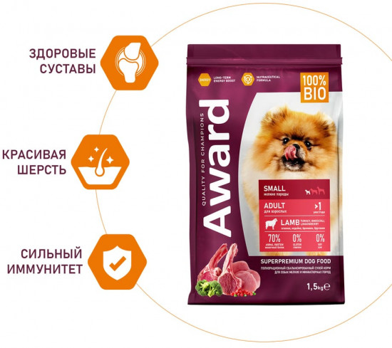 Корм для собак мелких и миниатюрных пород «Ягненок и индейка»