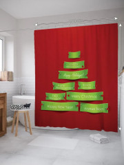 Штора для ванной «Ель с поздравлениями» - Фото 1