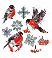 Набор салфеток сервировочных «Снегири зимой» - Фото 1