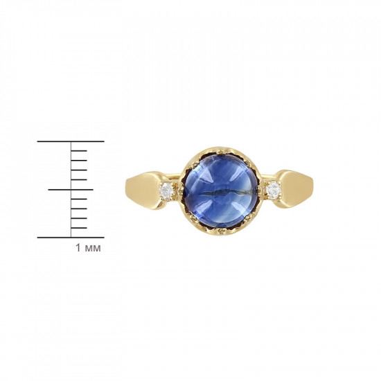 Кольцо из золота с кианитом и цирконами