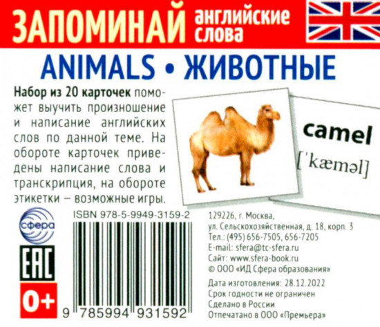Запоминай английские слова. Комплект из 7 наборов с мини-карточками для изучения английского языка
