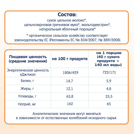 Каша гречневая молочная с яблоком
