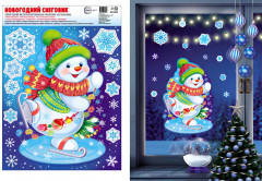 Набор наклеек для окон «Новогодний Снеговик» - Фото 1