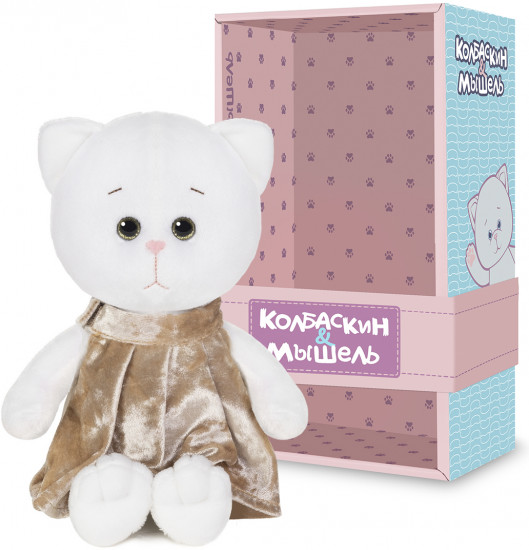 Игрушка мягкая «Мышель в бежевом бархатном платье»
