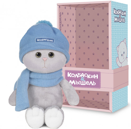 Игрушка мягкая «Колбаскин в голубой шапочке и шарфике»