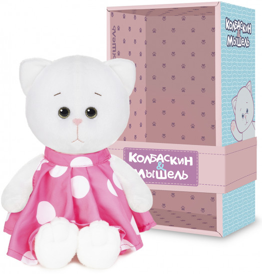 Игрушка мягкая «Мышель в розовом платье в горошек»