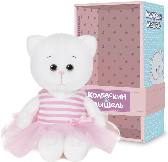 Игрушка мягкая «Мышель в полосатом розовом платье с бантиком»