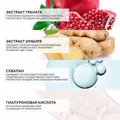 Крем для лица, глаз и шеи увлажняющий укрепляющий с экстрактами граната и имбиря SPF15 - Фото 4