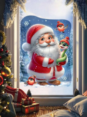 Наклейка для окон декоративная «Дед Мороз и змея» - Фото 1