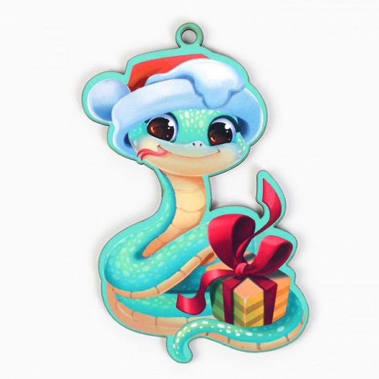 Ёлочная игрушка новогодняя «Змея с подарком»