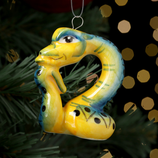 Ёлочная игрушка символ года «Змей Мыслитель зелёный»