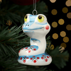 Ёлочная игрушка символ года «Змей Улыбка синий» - Фото 1