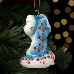 Ёлочная игрушка символ года «Змей Улыбка синий» - Фото 2