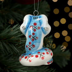 Ёлочная игрушка символ года «Змей Улыбка синий» - Фото 3