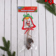 Украшение ёлочное «Колокольчик с шишками» Дед Мороз и снеговик 6947624 - Фото 1