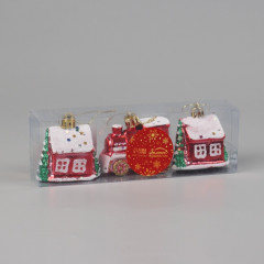 Набор украшений пластик «Карнавальный» 2 домика, 1 паровозик - Фото 1