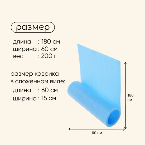 Коврик туристический двухслойный, 180 см, толщина 0.8 см