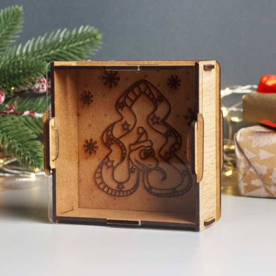 Новогодняя копилка с акрилом «Змея. Ёлка»