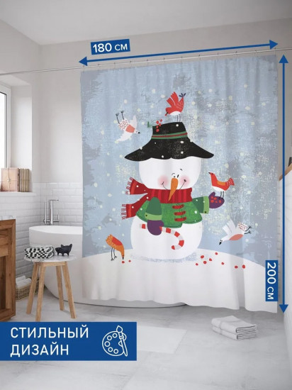 Штора для ванной «Дружелюбный снеговик»