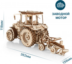 Конструктор деревянный механический «Трактор с плугом» - Фото 9