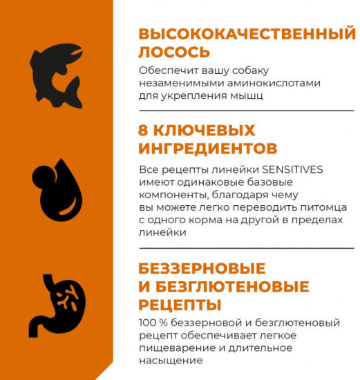 Корм сухой для щенков и собак всех возрастов со свежим лососем и овсянкой «Hair & Skin Care»