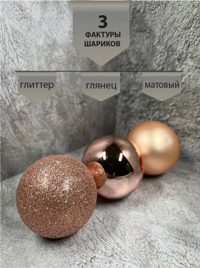 Набор шаров ёлочных «Розовое золото»