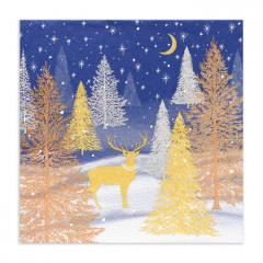 Набор салфеток бумажных «Золотой олень в зимнем лесу» - Фото 1