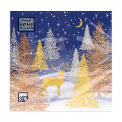 Набор салфеток бумажных «Золотой олень в зимнем лесу» - Фото 2