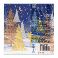 Набор салфеток бумажных «Золотой олень в зимнем лесу» - Фото 3